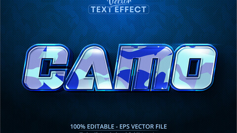 Camo text, cartoon style editable text effect