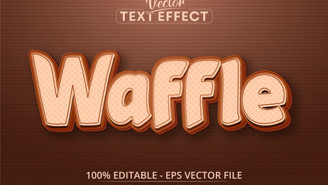 Waffle text, cartoon style editable text effect