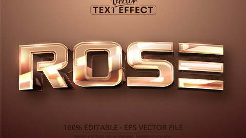Rose text, shiny rose gold color style editable text effect