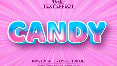 Candy text, cartoon style editable text effect