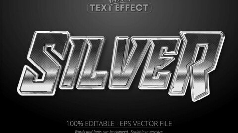 Silver text, shiny silver color style editable text effect