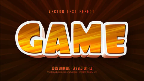 Game text, cartoon style editable text effect