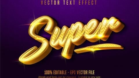 Super text, shiny golden style editable text effect