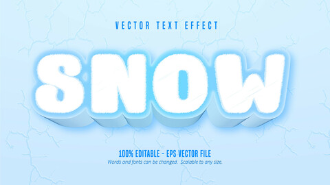 Snow text, cartoon game style editable text effect