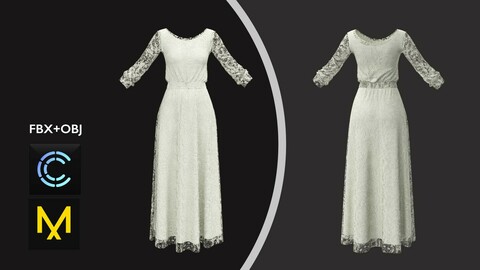 Event Dress. Marvelous Designer/Clo3d project + OBJ + FBX