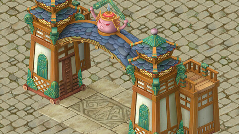 Cartoon version - city gate - wall