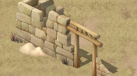 Cartoon version - village ruins
