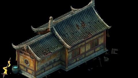 Game model - broken temple side hall 02