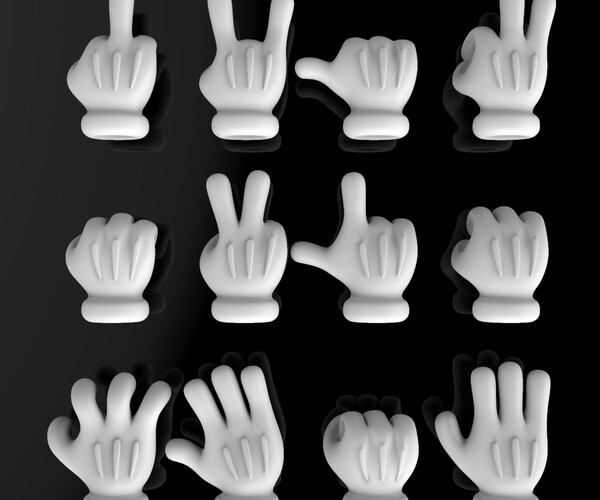 ArtStation - Cartoon glove hand RIGGED with 4 fingers Low-poly 3D model ...