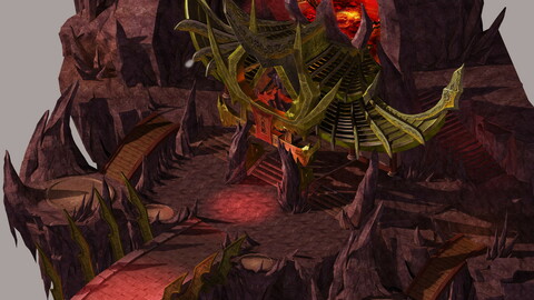 Game model - large building in the volcano