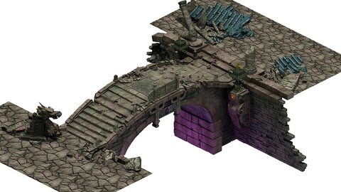 Building ruins - broken stone bridge