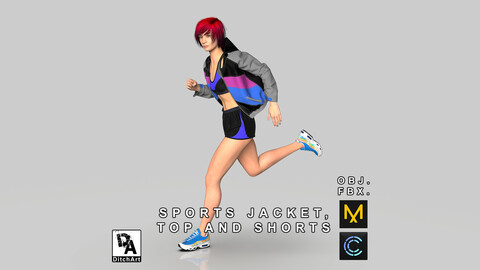 Sports Jacket, Top and Shorts - Marvelous Designer & Clo3D