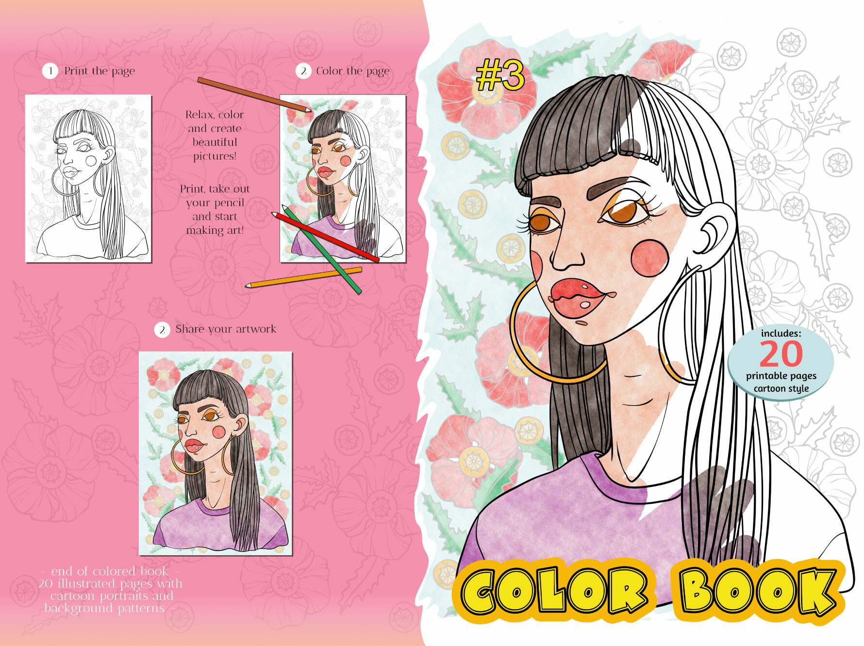 ArtStation - Color Book - portrait - cartoon style- 20 pages | Books &  Comics