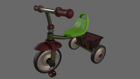 kids tricycle 3d model game ready