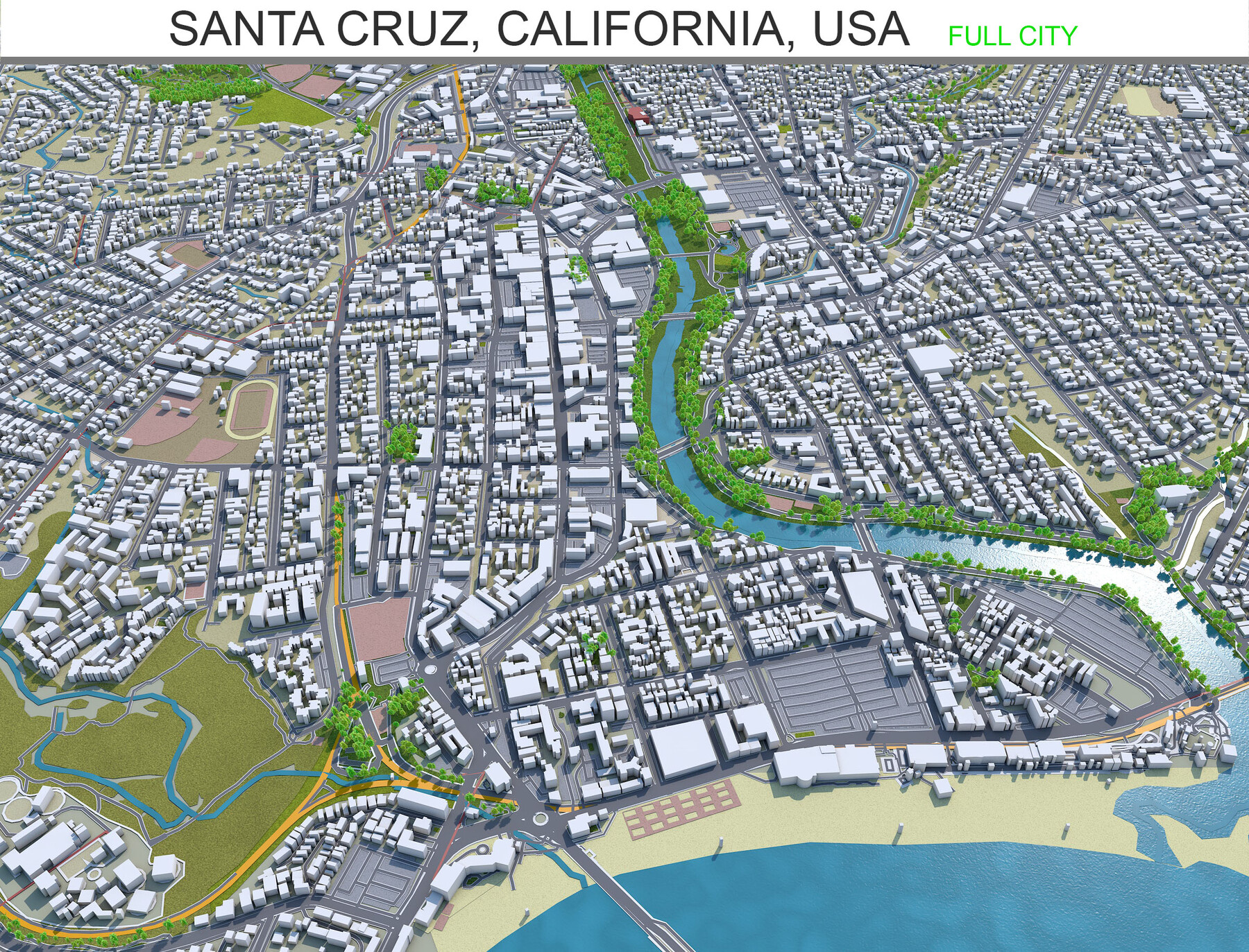 ArtStation Santa Cruz city California USA 3d model 20km Resources