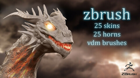 50 ZBrush Dragon Skin And Horn VDM Brushes