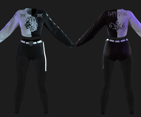 ArtStation - Marvelous designer/Clo3d Black Metal outfit (Shirts/Hoodie ...