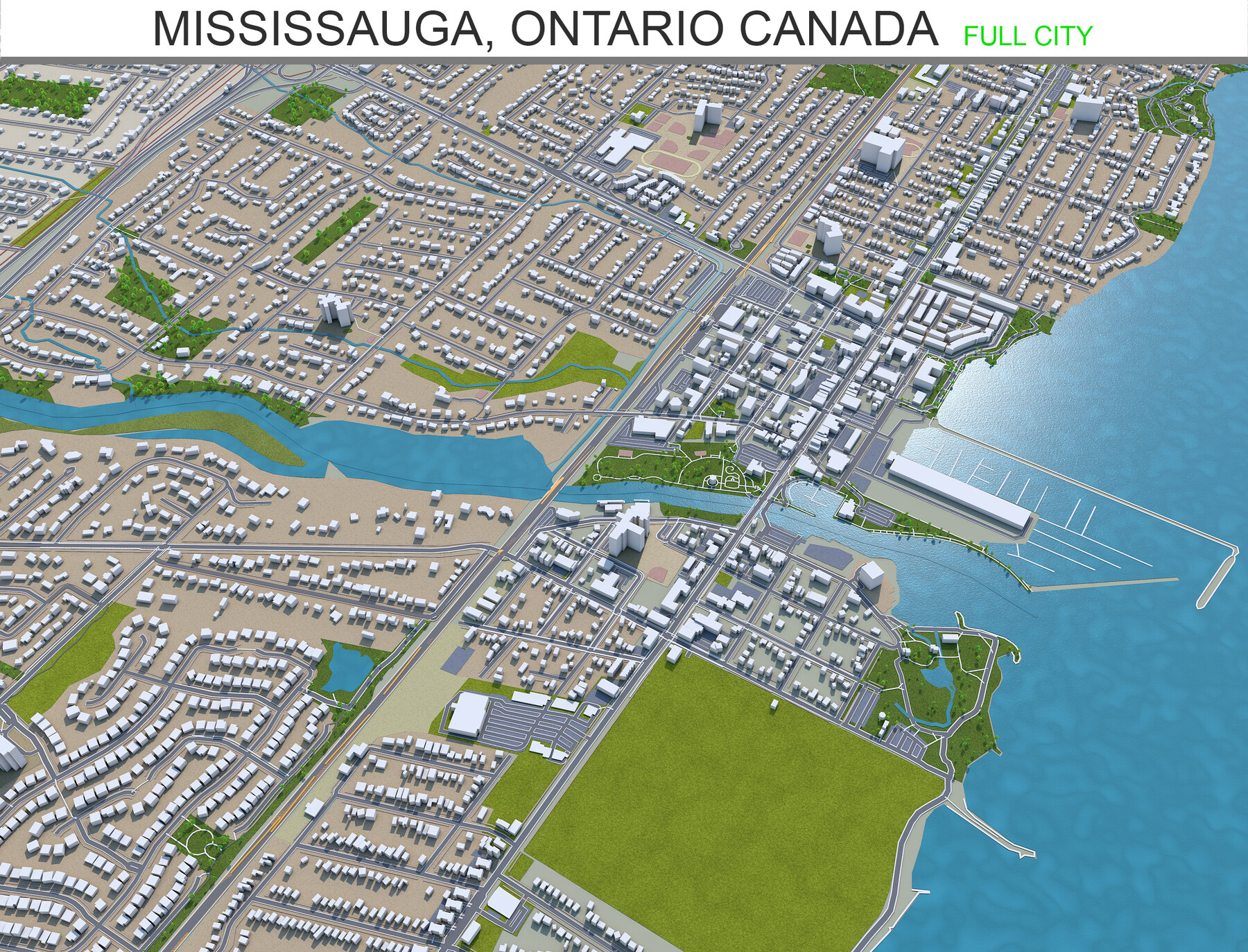 City Of Mississauga Gis Artstation - Mississauga City Ontario Canada 3D Model 40Km | Game Assets