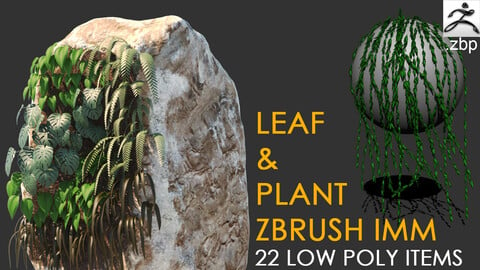 Zbrush leaf and plant IMM (LOW POLY) + video