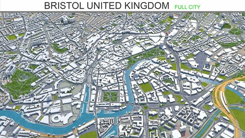 Bristol city United Kingdom 3d model 35km
