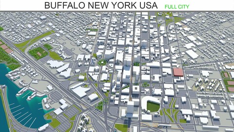 Buffalo city New York USA 3d model 20km