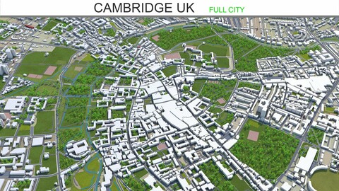 Cambridge city UK 3d model 20km