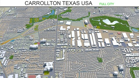 Carrollton city Texas USA 3d model 25km