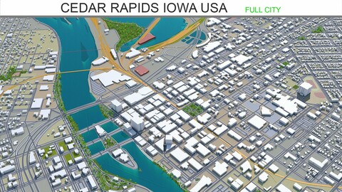 Cedar Rapids city Iowa USA 3d model 30km