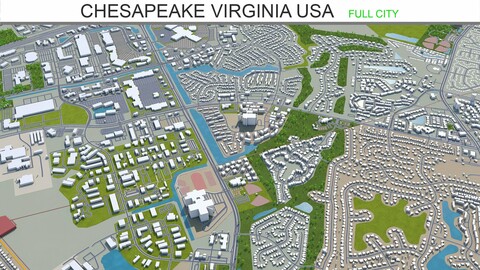 Chesapeake city Virginia USA 3d model 60km