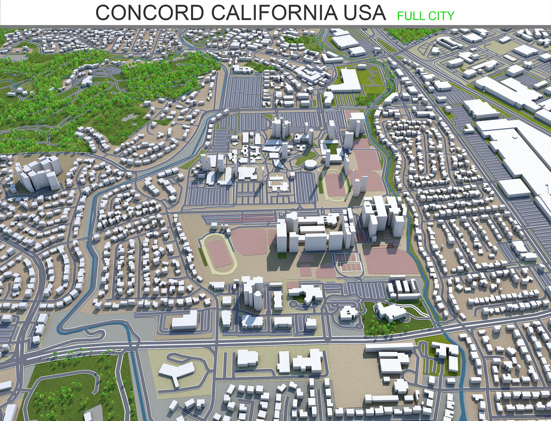 City Of Concord Gis Artstation - Concord City California Usa 3D Model 20Km | Game Assets