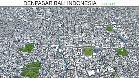 Denpasar city Bali Indonesia 3d model 30km