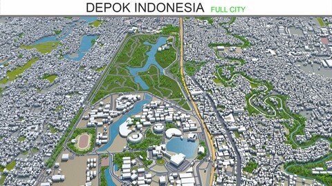 Depok city Indonesia 3d model 30km