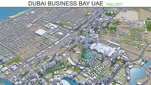 Dubai Business Bay city UAE 3d model 5km