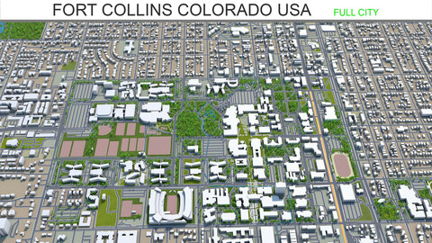 Fort Collins city Colorado USA 3d model 30km
