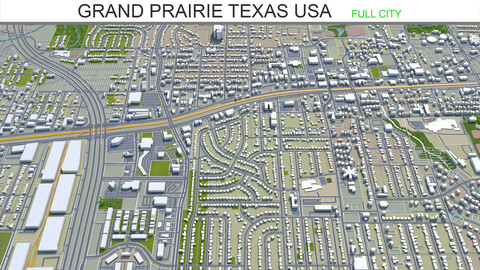 Grand Prairie city Texas USA 3d model 50km