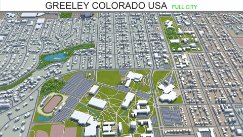 Greeley city Colorado USA 3d model 40km