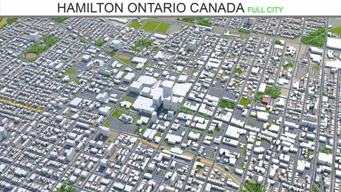 Hamilton city Ontario Canada 3d model 60km