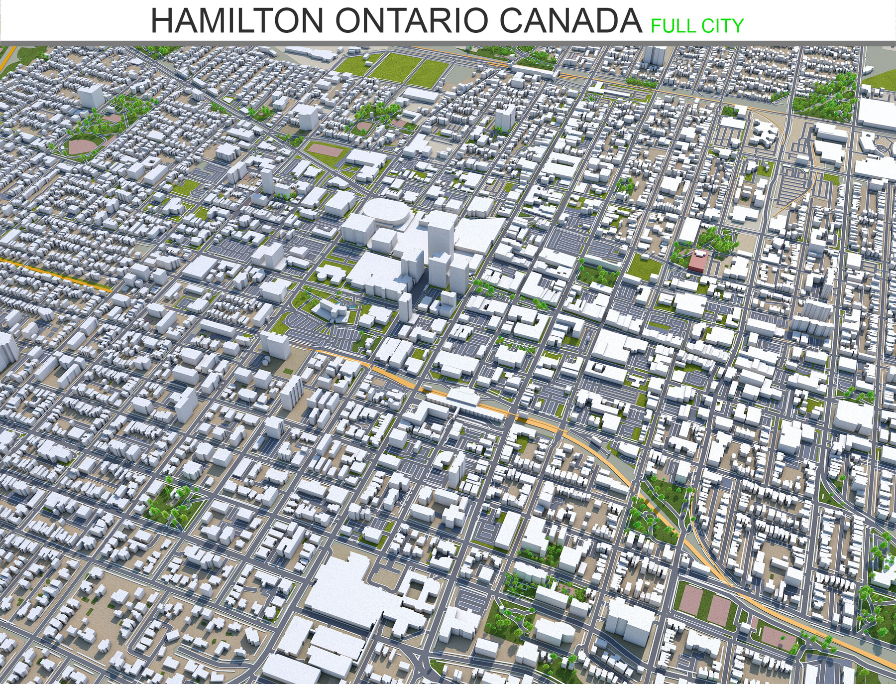 City Of Hamilton Gis Artstation - Hamilton City Ontario Canada 3D Model 60Km | Game Assets