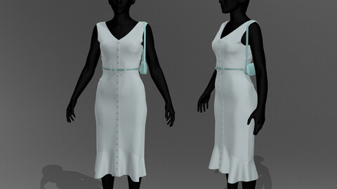 Summer Dress MD, Clo3D and obj