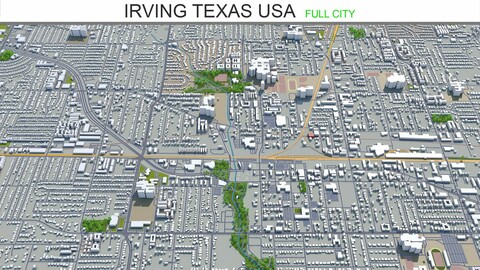 Irving city Texas USA 3d model 30km