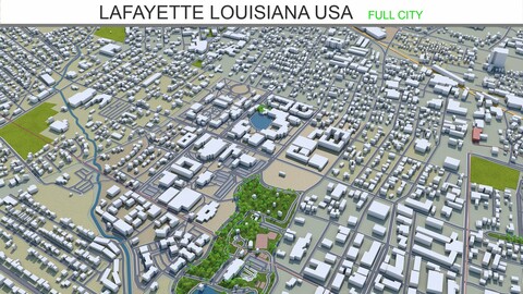 Lafayette city Louisiana USA 3d model 25km
