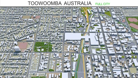 Toowoomba city Australia 3d model 35km