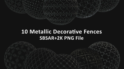 10 Metallic Decorative Fences SBSAR+2K PNG File