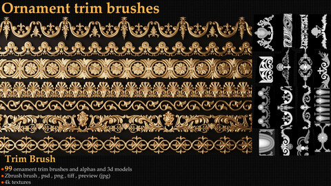 Ornament trim Brush and 3d models vol.1