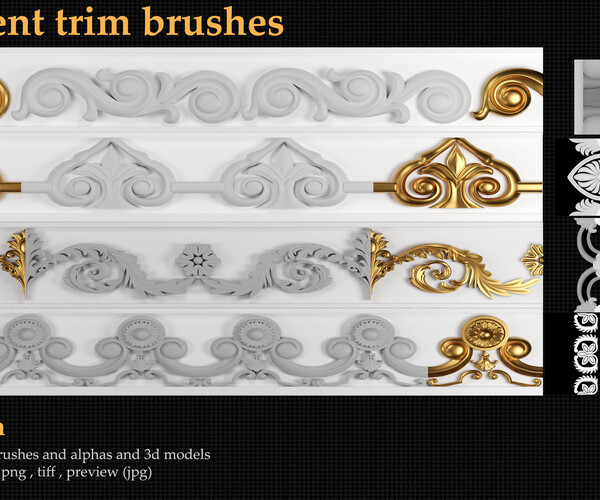 ArtStation Ornament trim Brush and 3d models vol.1 Brushes