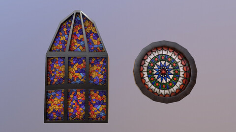 Low Poly Gothic Windows 3D Model