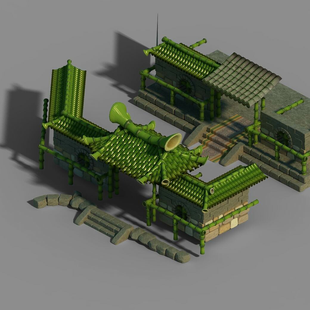 Artstation Dazhufeng Bamboo House 01 Game Assets