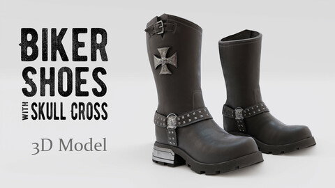 Biker shoes with skull cross