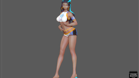NESSA POKEMON TRAINER SEXY GIRL COOL PRETTY ANIME CHARACTER 3D print model
