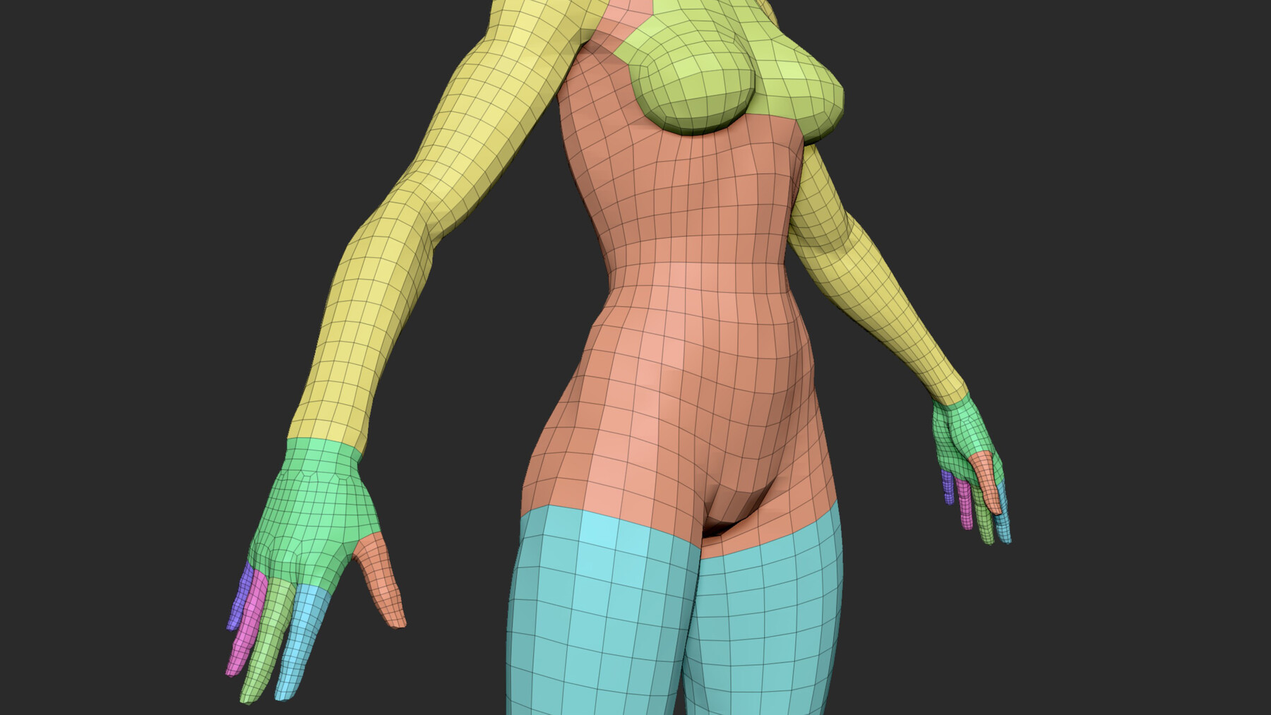 ArtStation - Full Female Body topology and UV map | Artworks